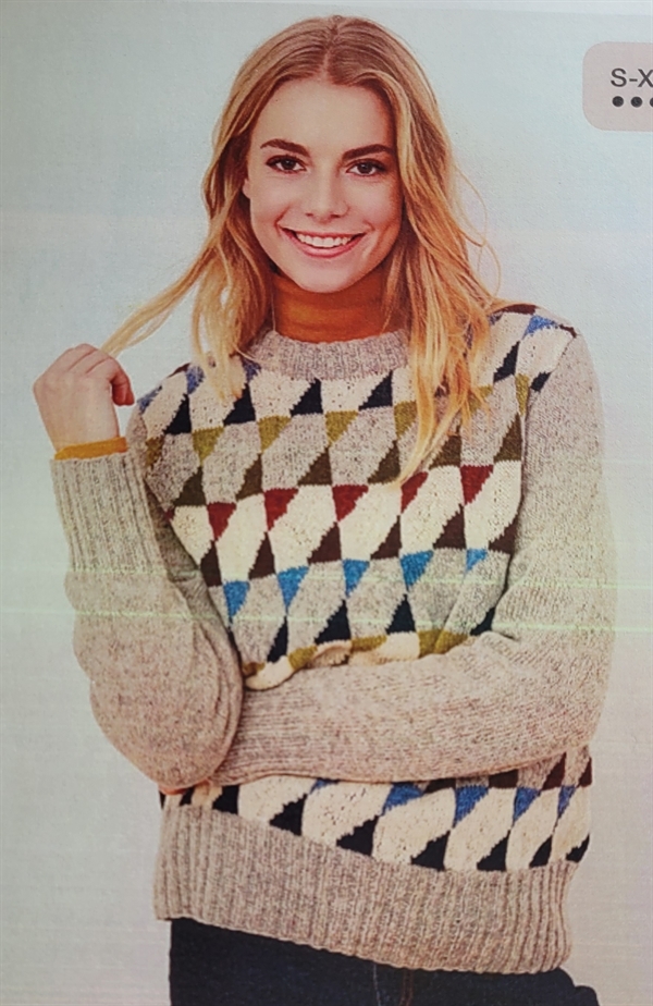 Sweater med trekant mønster - Bio Shetland